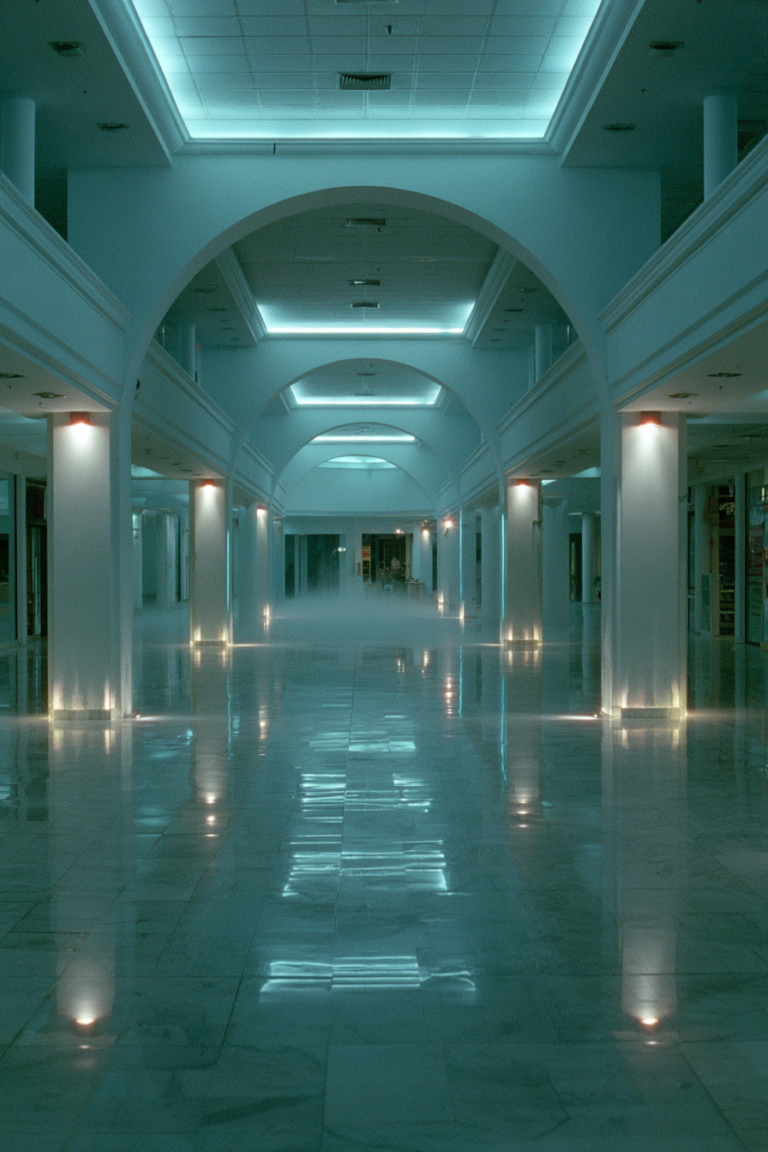 Blue Liminal Space Interior